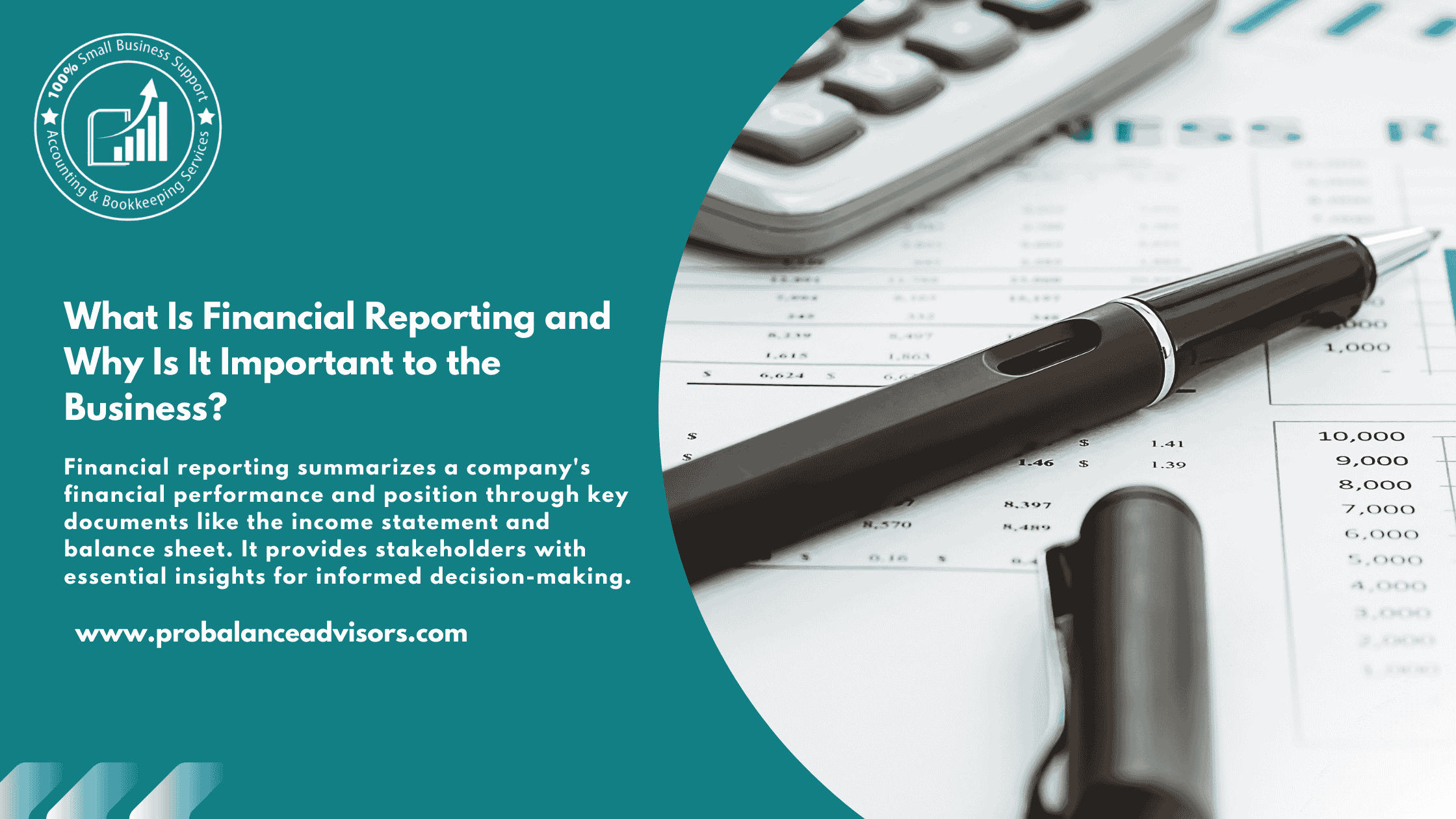 Financial reporting and its definition written in white colour and in green background